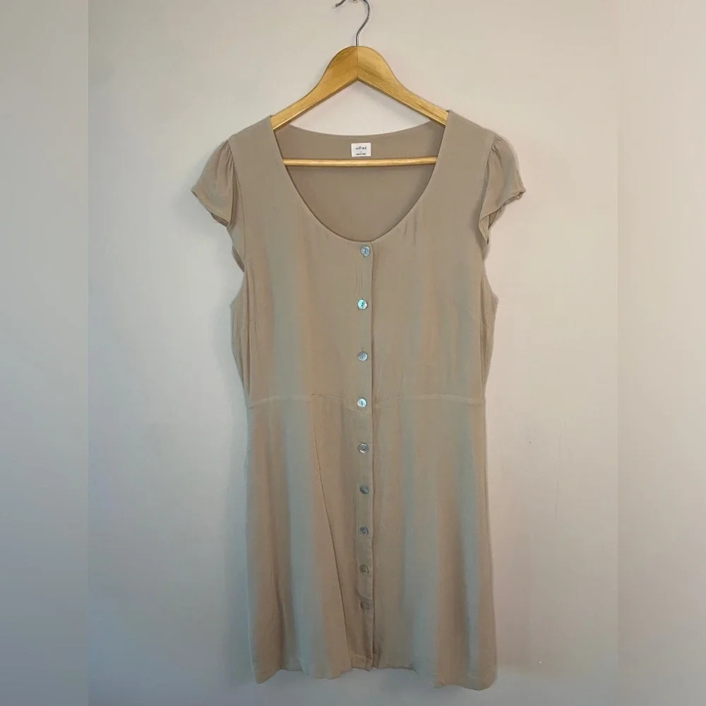Wilfred Capulet Mini Button Down Dress in Olive Beige - Picture 5 of 10